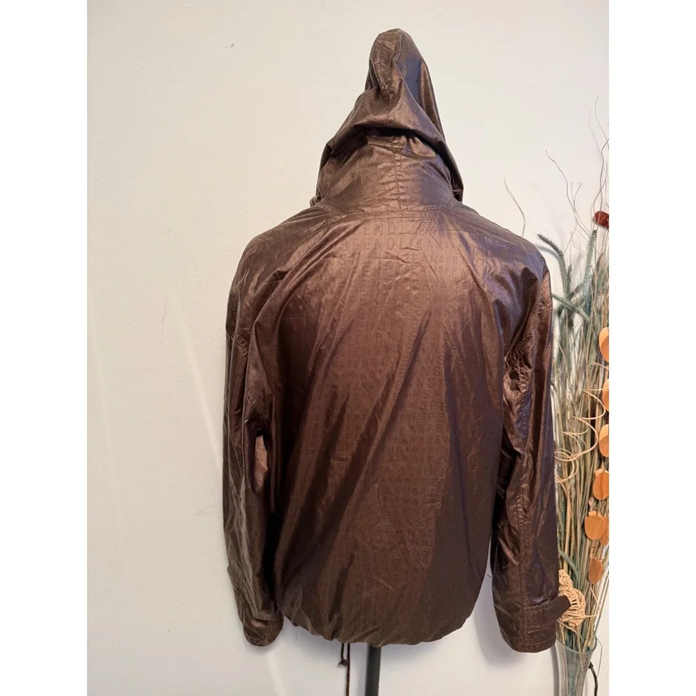 Fendi Jeans Women's Bronze Monogram Logo‎ Windbreaker Hooded Jacket Anti Stress